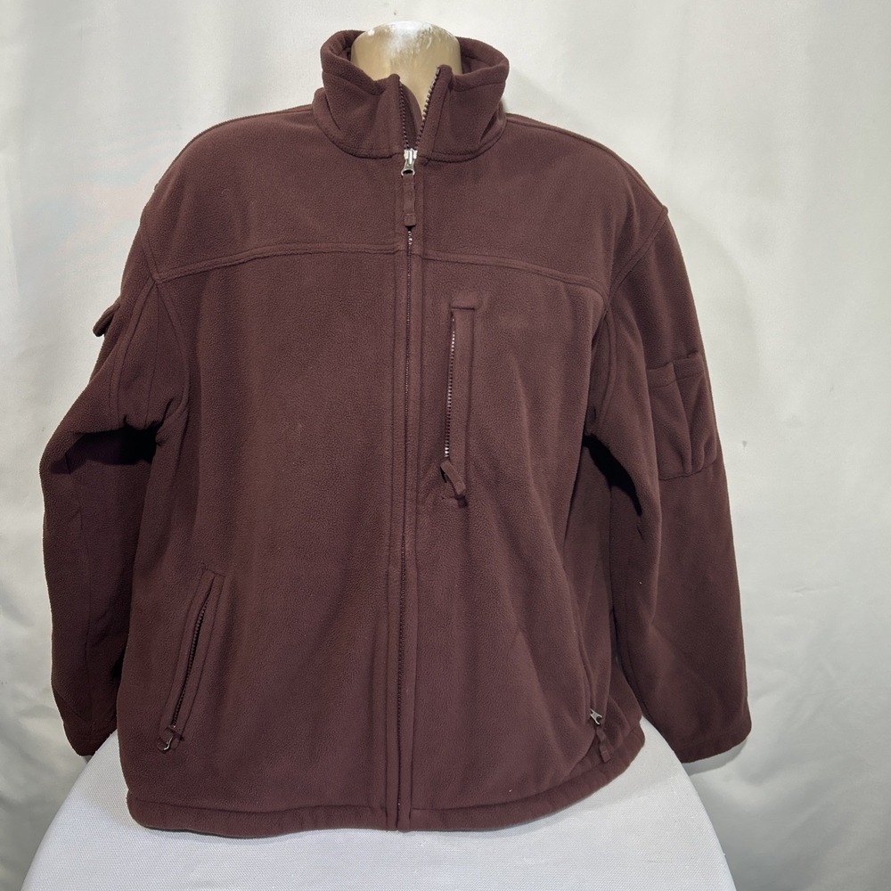 Duluth Jacket Mens Large Marron Red Shoreman Fleece Windproof Full Zip Utility